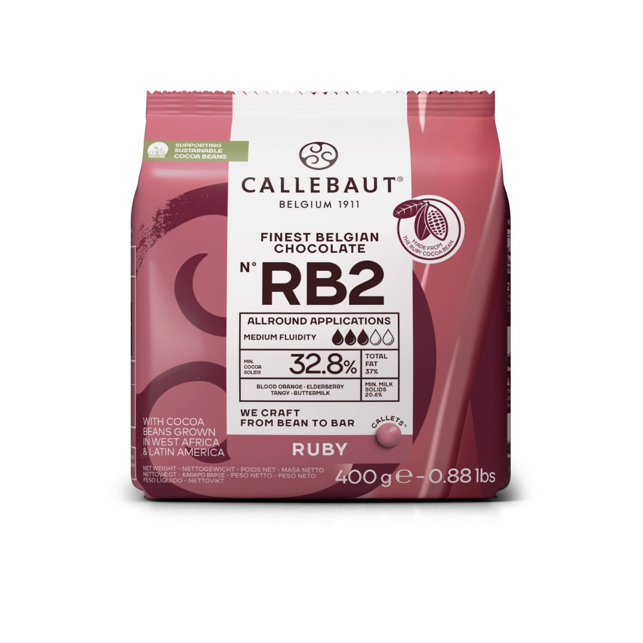 CALLEBAUT RB2 RUBY Belga Tejcsokoládé Pasztilla 400 g