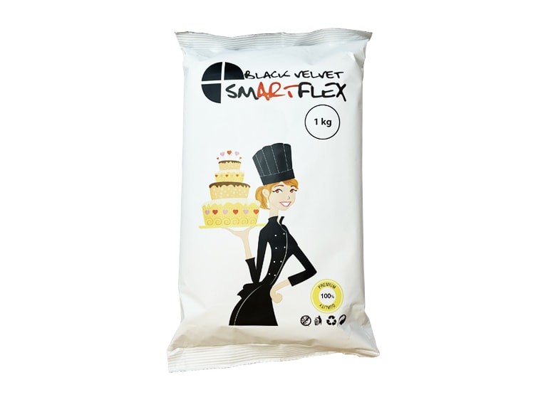 Smartflex Black Velvet Tortadekorációs massza Fekete Fondant 1 kg